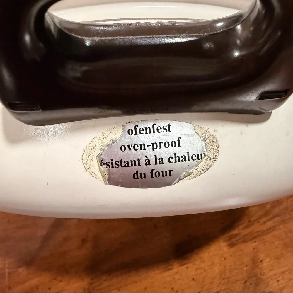 Silit Enamel Floral Dutch Oven with Lid, Double Handle, Oven-Proof, Cream Brown